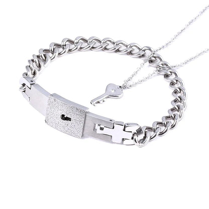 Boundhearts Lock and Key couple bracelet and necklaces