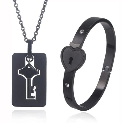 Boundhearts Lock and Key couple bracelet and necklaces