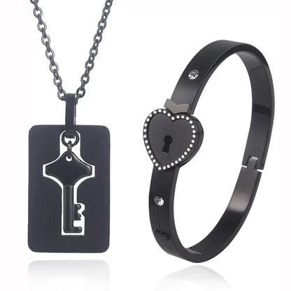 Boundhearts Lock and Key couple bracelet and necklaces
