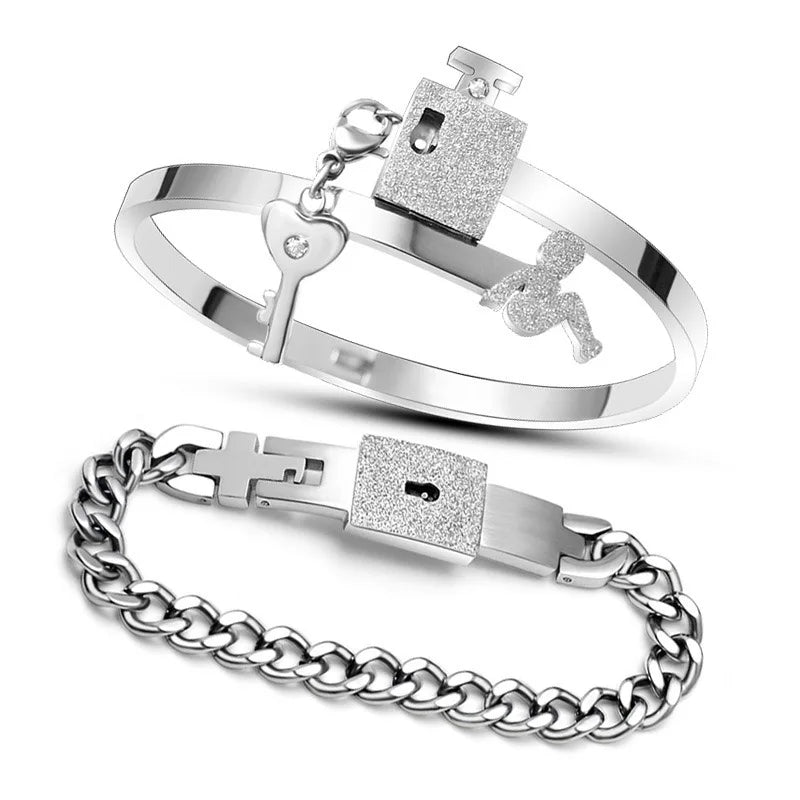 Boundhearts Lock and Key couple bracelet and necklaces