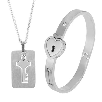 Boundhearts Lock and Key couple bracelet and necklaces
