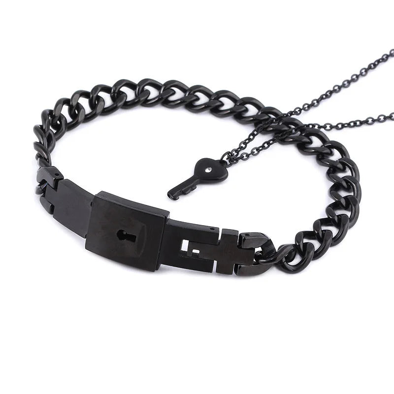 Boundhearts Lock and Key couple bracelet and necklaces