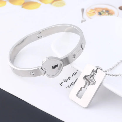 Boundhearts Lock and Key couple bracelet and necklaces