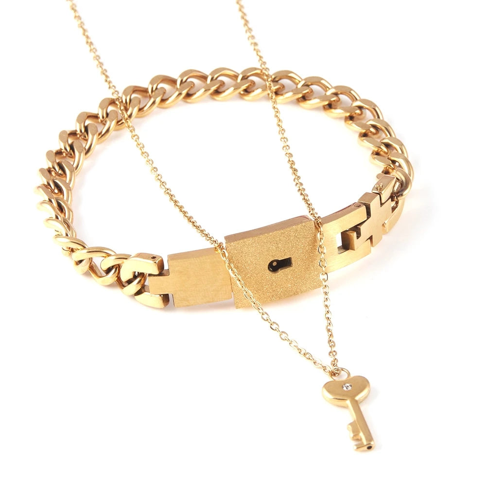 Boundhearts Lock and Key couple bracelet and necklaces