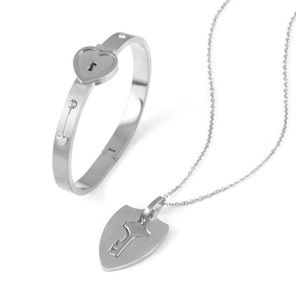 Boundhearts Lock and Key couple bracelet and necklaces