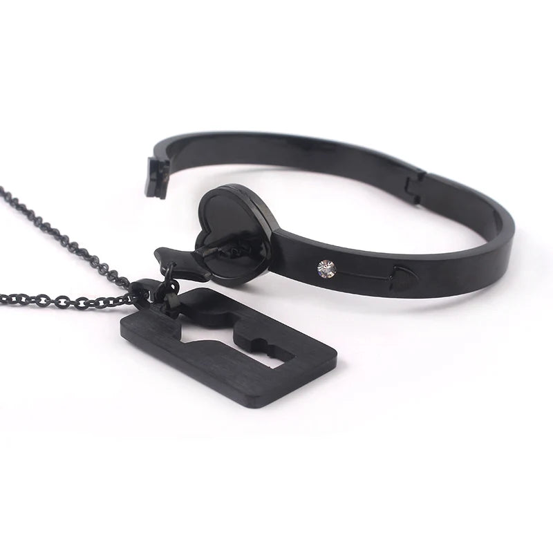 Boundhearts Lock and Key couple bracelet and necklaces