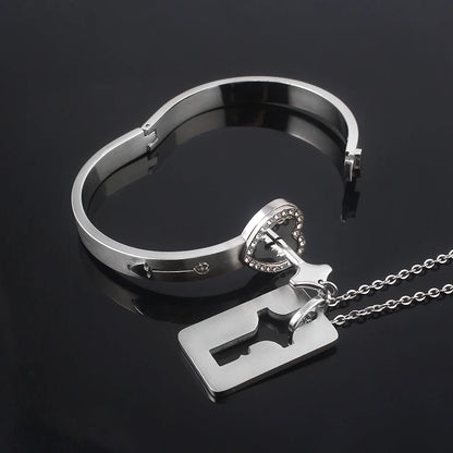 Boundhearts Lock and Key couple bracelet and necklaces